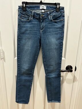 PAIGE Women's Dark Blue Skyline Ankle Peg Jeans